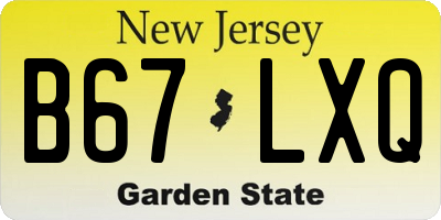 NJ license plate B67LXQ