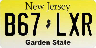 NJ license plate B67LXR