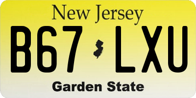 NJ license plate B67LXU