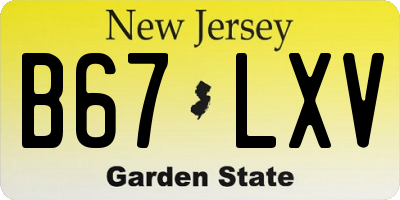 NJ license plate B67LXV