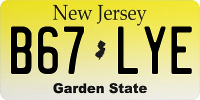 NJ license plate B67LYE