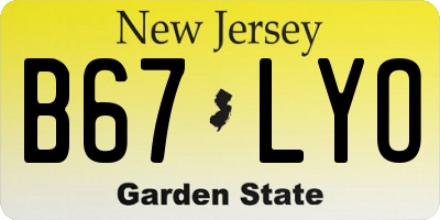 NJ license plate B67LYO