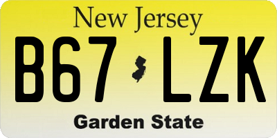 NJ license plate B67LZK