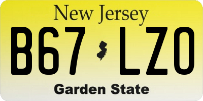 NJ license plate B67LZO