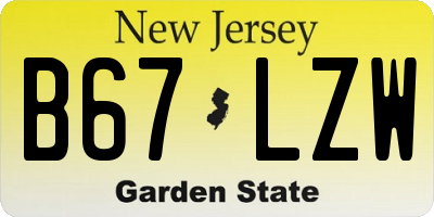 NJ license plate B67LZW