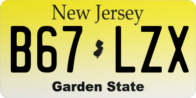 NJ license plate B67LZX