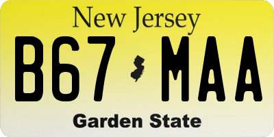 NJ license plate B67MAA