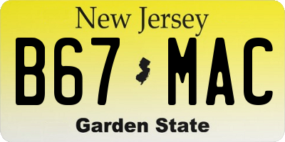 NJ license plate B67MAC