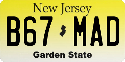 NJ license plate B67MAD