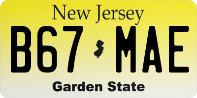 NJ license plate B67MAE