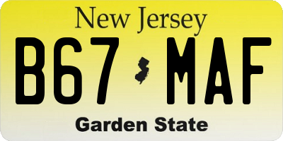 NJ license plate B67MAF