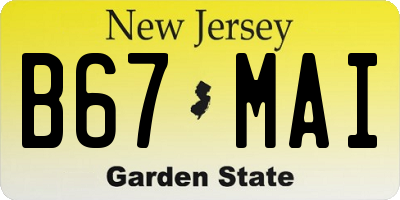 NJ license plate B67MAI