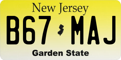 NJ license plate B67MAJ