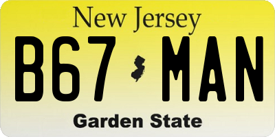 NJ license plate B67MAN