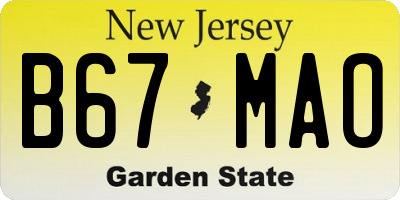 NJ license plate B67MAO