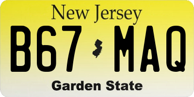 NJ license plate B67MAQ