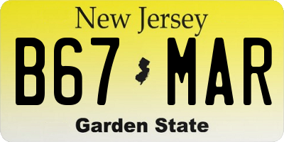 NJ license plate B67MAR