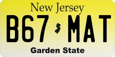 NJ license plate B67MAT