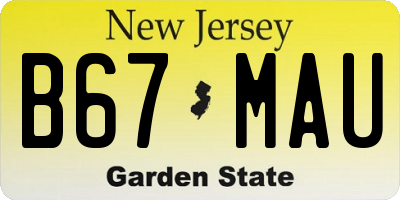 NJ license plate B67MAU
