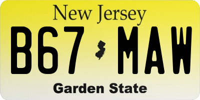 NJ license plate B67MAW