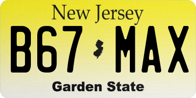 NJ license plate B67MAX