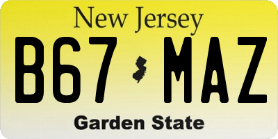 NJ license plate B67MAZ