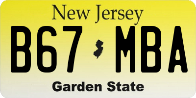 NJ license plate B67MBA