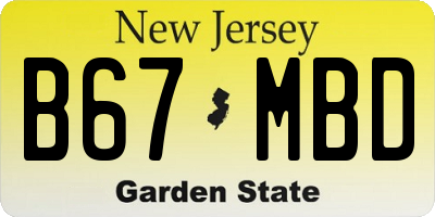 NJ license plate B67MBD