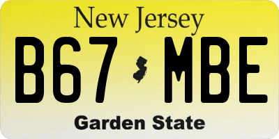 NJ license plate B67MBE