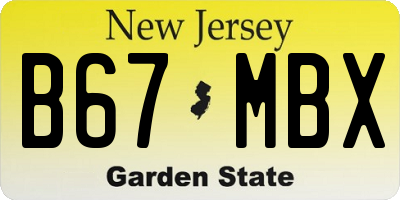 NJ license plate B67MBX