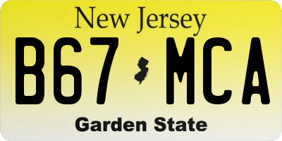 NJ license plate B67MCA