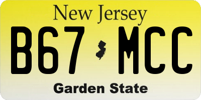 NJ license plate B67MCC