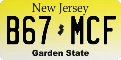 NJ license plate B67MCF