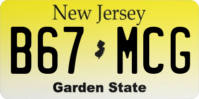 NJ license plate B67MCG