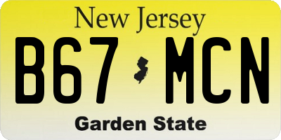 NJ license plate B67MCN