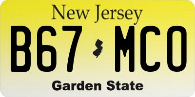 NJ license plate B67MCO