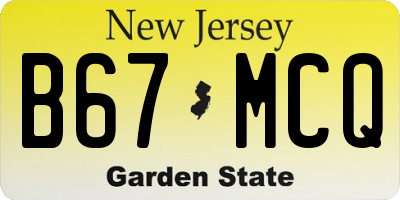 NJ license plate B67MCQ