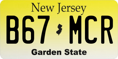 NJ license plate B67MCR
