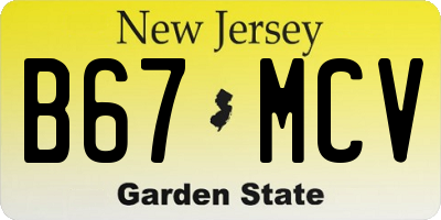 NJ license plate B67MCV