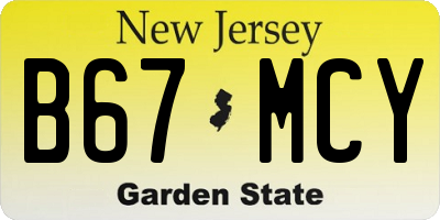NJ license plate B67MCY