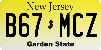NJ license plate B67MCZ