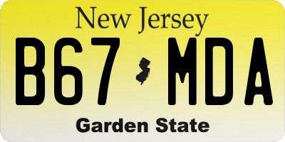 NJ license plate B67MDA