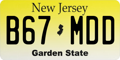 NJ license plate B67MDD