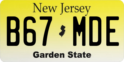 NJ license plate B67MDE