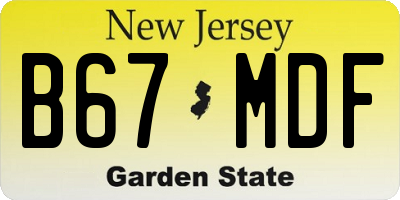 NJ license plate B67MDF