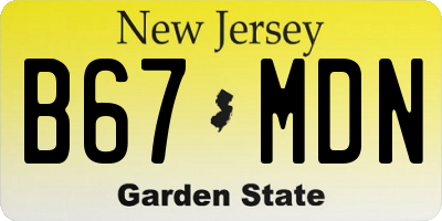 NJ license plate B67MDN