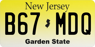 NJ license plate B67MDQ