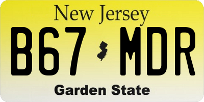 NJ license plate B67MDR