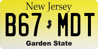 NJ license plate B67MDT