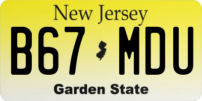 NJ license plate B67MDU